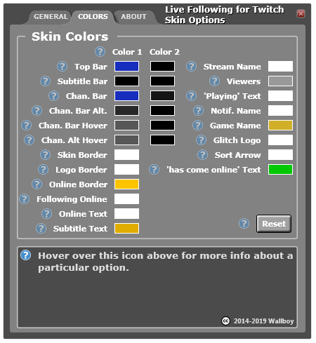 Full suite of color customization options